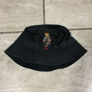 Polo by Ralph Lauren Bear Embroidered Black Bucket Hat L-XL
